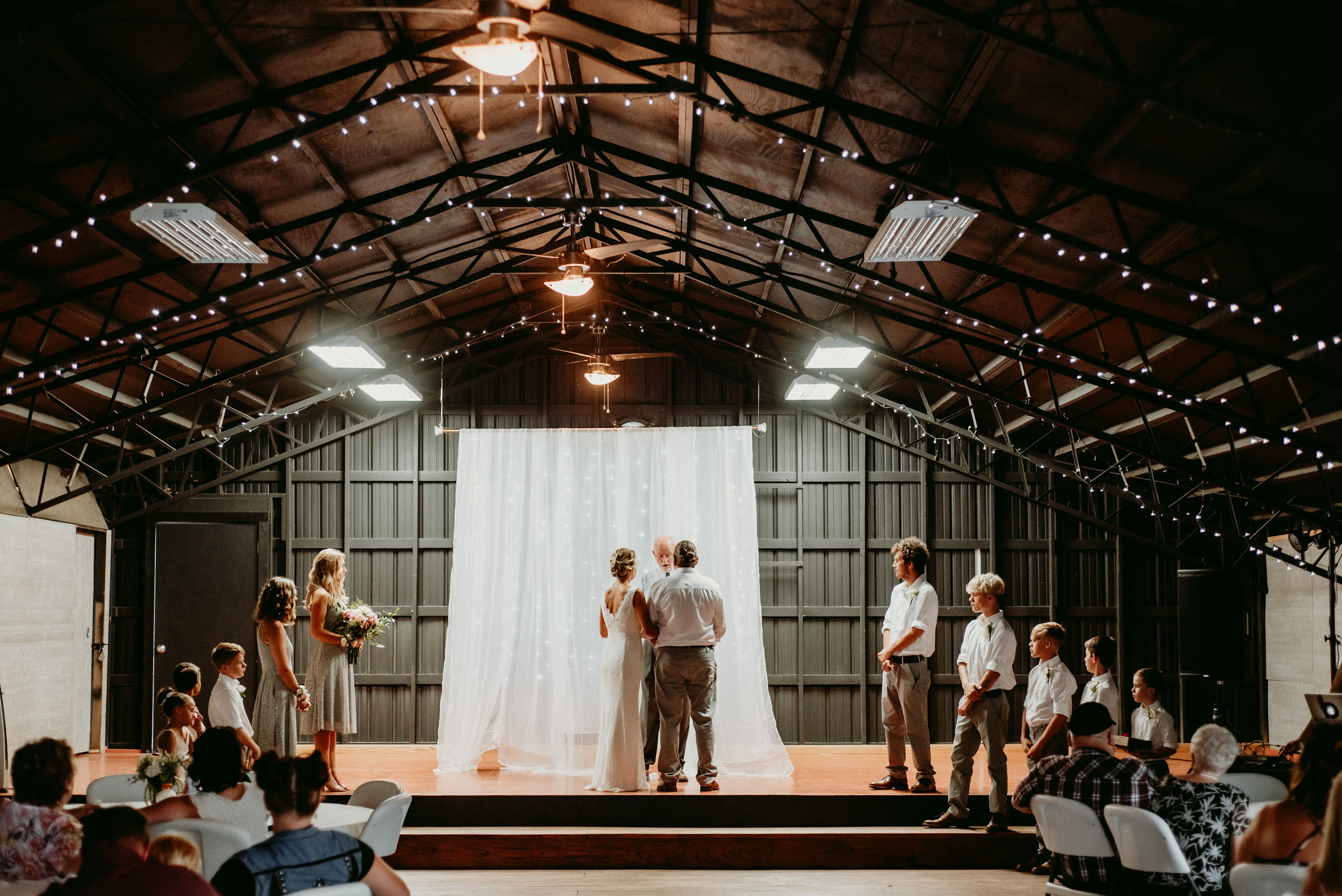 Rustic barn wedding ceremony